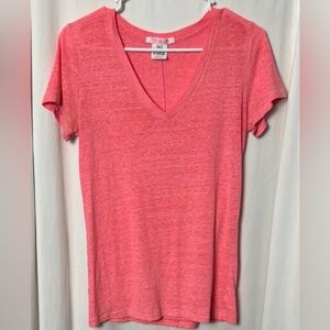 PINK Victoria's Secret Tri-Blend Coral V-Neck Short Sleeve Tee Size Small Petite